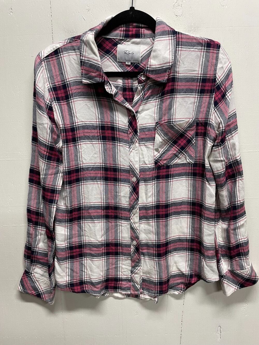 Rails Women's Hunter Plaid Long Sleeve Button Up Shirt Size Small Pink Black
